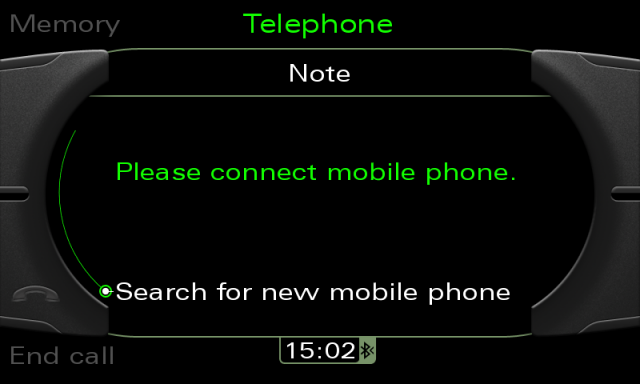 Audi MMI 3G screenshot - bluetooth phone seatch