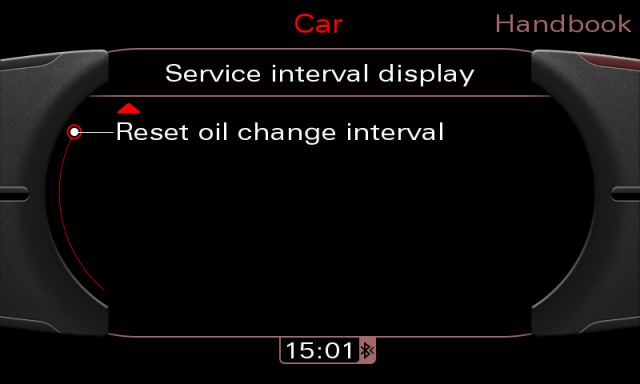 Audi MMI 3G screenshot - oil interval reset