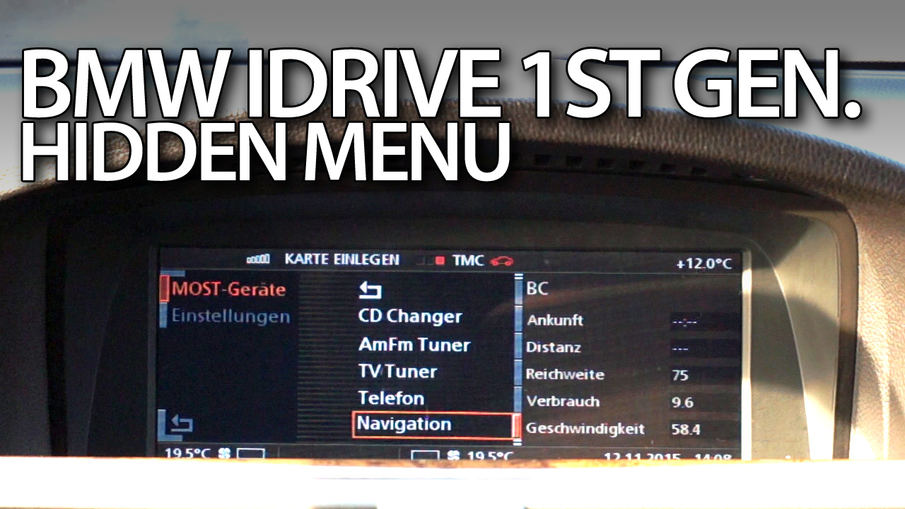 BMW iDrive 1st gen hidden menu