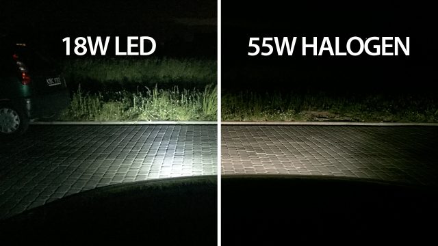 LED compared to halogen fog light