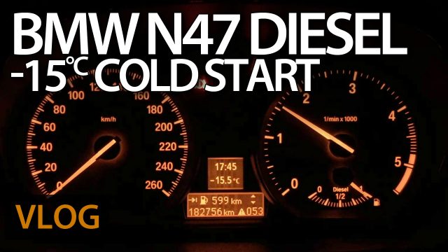 BMW N47 diesel cold start at -15°C with defective glow plug