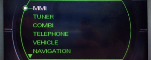 Audi MMI 2G hidden green menu description