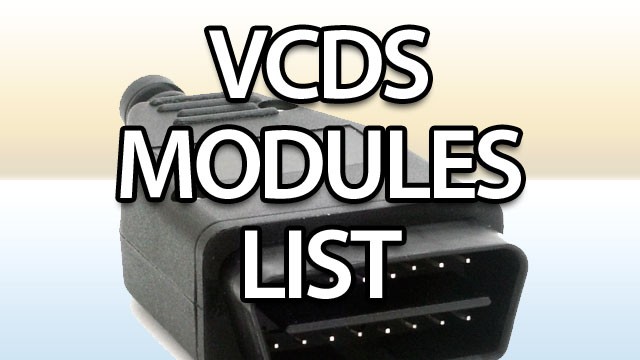 VAG control modules list for VCDS